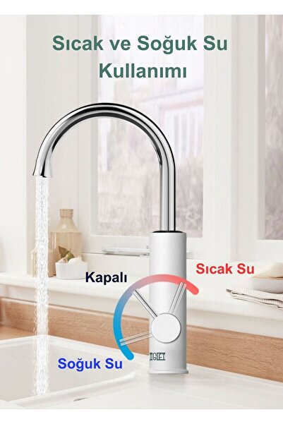 SMARTGIFT Elektrikli Sıcak Su Musluğu Termal Musluk Ani Su Isıtıcı Musluk (ALTTAN GİRİŞLİ)