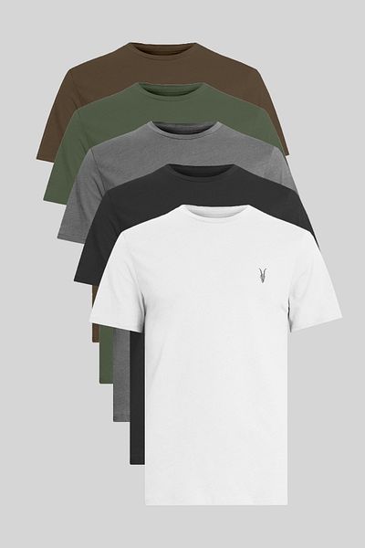 Kozik Ανδρικό T-Shirt Multi-Standard Cut Crew Neck 100% βαμβακερό πακέτο T-Shirt 5 τεμαχίων