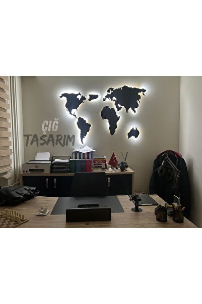 Çığ Tasarım Ledli Dünya Haritası  Dünya Haritası Tablo Dünya Haritası Ahşap L...