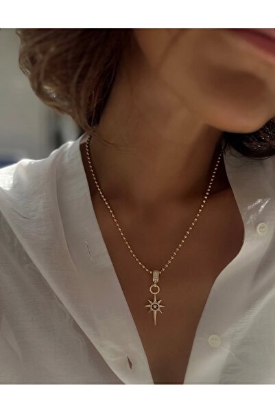 Brillo Çelik Dorika Zincir Zirkon Taşlı Halkalı Tasarım Sirius Yıldızı Kutup Yıldızı Çağla Şikel Kolye