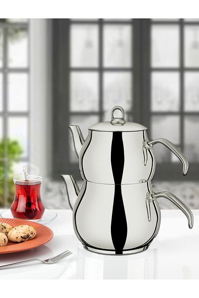 YUNUSOĞLU HOME Hüma Midi Steel Teapot Set