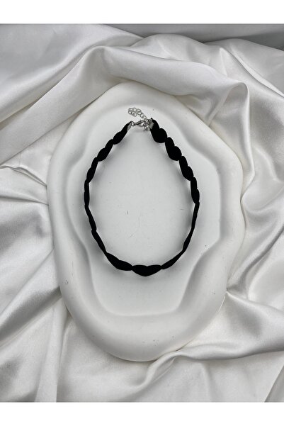 Yıldız Accessory Choker Süet Kalp Tasma Boğaz Kolyesi Ayarlanabilir Ölçü