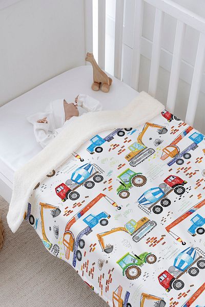 Tuğba Kuğu Plush Double Face Blanket (80X120) - Iconic - Colorful Work Machines