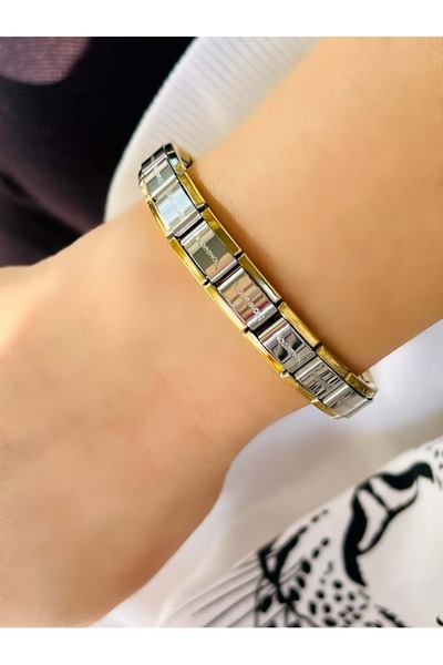 ACAR TAKI Gold-Silver Steel Hermit Bracelet - Nomination with Inside/Outside ...