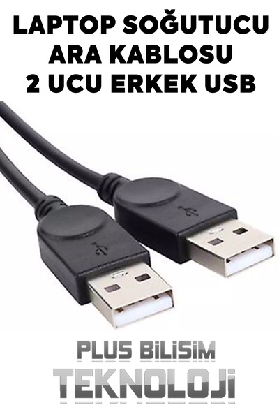 Plus Bilişim OEM Laptop Soğutucu Kablosu 2 Ucu Erkek Usb to Usb 50 CM Çift Taraflı Usb A