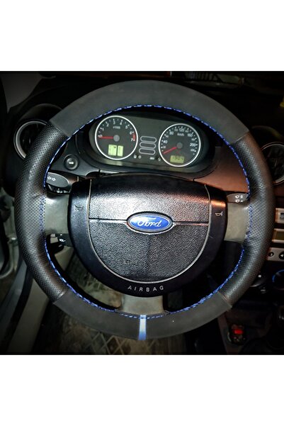 HASBAY DİKİŞLİ DİREKSİYON KILIFI NUBUK DERİ NOKTALI DERİ MAVİ YÜZÜK / DİKİŞ F...