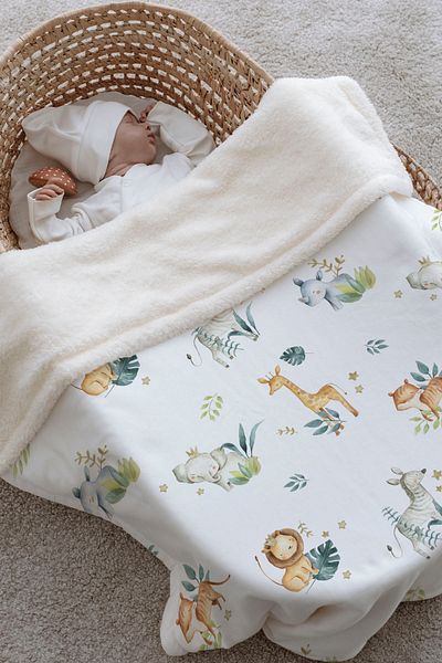 Tuğba Kuğu Plush Double Face Blanket (80X120) - Limited 21 - Safari Animals