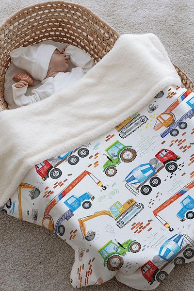 Tuğba Kuğu Plush Double Face Blanket (80X120) - Iconic - Colorful Work Machines