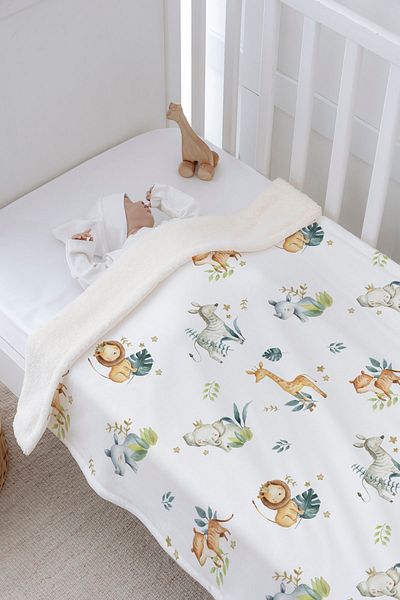 Tuğba Kuğu Plush Double Face Blanket (80X120) - Limited 21 - Safari Animals