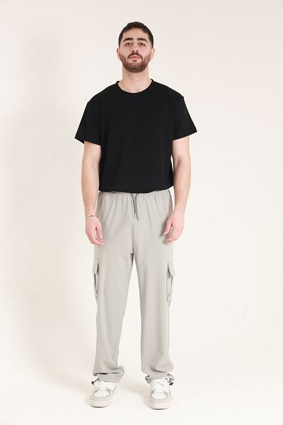 TKT Men's Baggy Style Parachute Fabric Pants with Commando Pockets and Adjustable Leg Clip