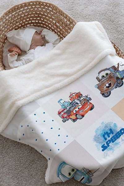 Tuğba Kuğu Plush Double Face Blanket (80X120) - Cartoon - Lightning Mcqueen And Friends Pattern