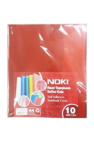 Noki Hazır Yapışkanlı Kitap Kabı 10'lu (Kırmızı)