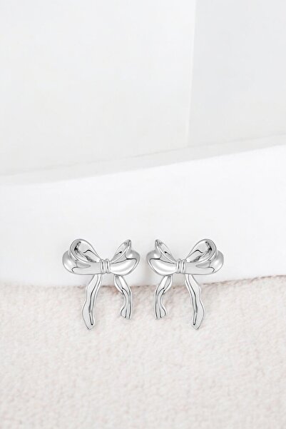 MUTENA Women's Elegant Bow Earrings - Brass Plated Minimal Ribbon Bow Earrings