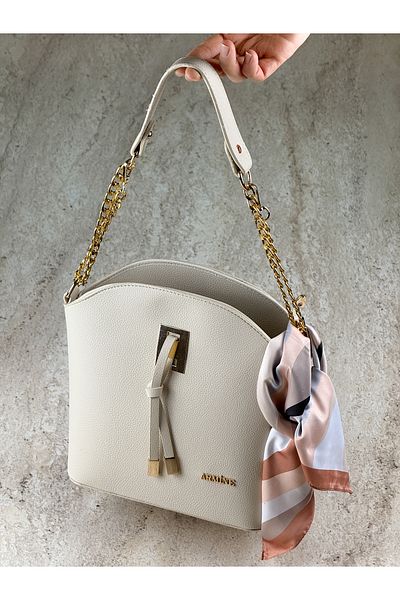 Armine Gold Chain Detailed Shoulder Bag + Scarf Gift