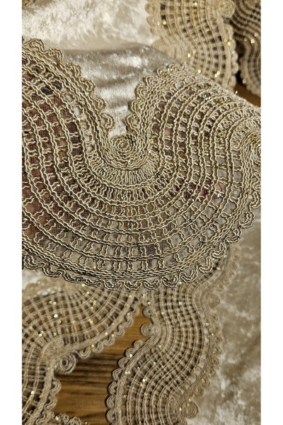 LİNDENİ HOME 4412 Model Honeycomb Hall Set Tablecloth - 1 Piece 144*42 Cm, 2 Pieces 88*39 Cm, 2 Pieces 39*39 cm