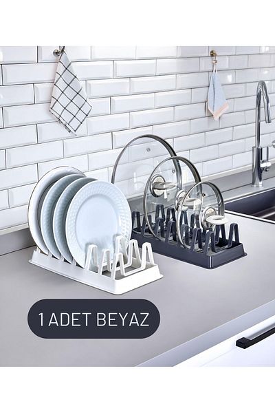 Tanemce Οργάνωση καπακιού λευκής κατσαρόλας - 6 θήκες, κάλυμμα οργάνωσης εσωτερικού ντουλαπιού