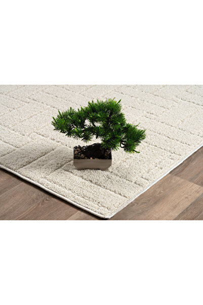 Raschel Carpet Kaymaz Taban Moopy Krem Bukleli Yumuşak Soft Dokuma Yolluk Halı Salon Halısı Lp1001a_krem