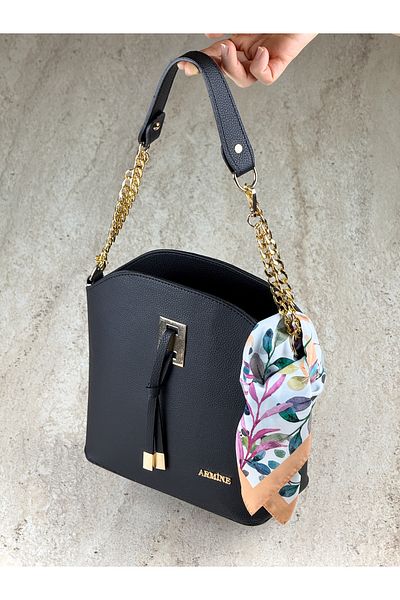 Armine Gold Chain Detailed Shoulder Bag + Scarf Gift