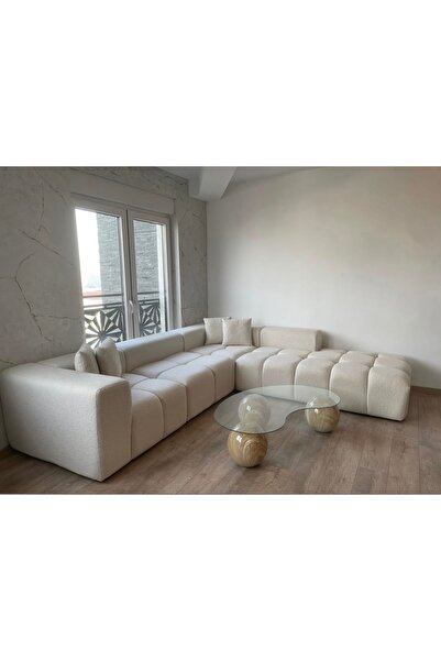 Mododizayn PEKİN KÖŞE 4 modül bukle kumaş kırık beyaz