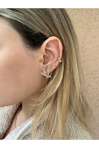 TAKI BY EKİN Çelik Gold Zirkon Taşlı Yıldız Tasarım Küpe