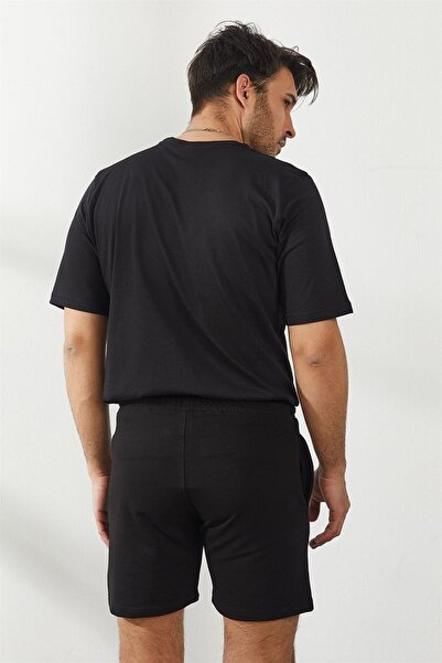 DEEPSENCE Men's Summer Black Combed Cotton Shorts - Bermuda Capri, Cotton Slim Fit