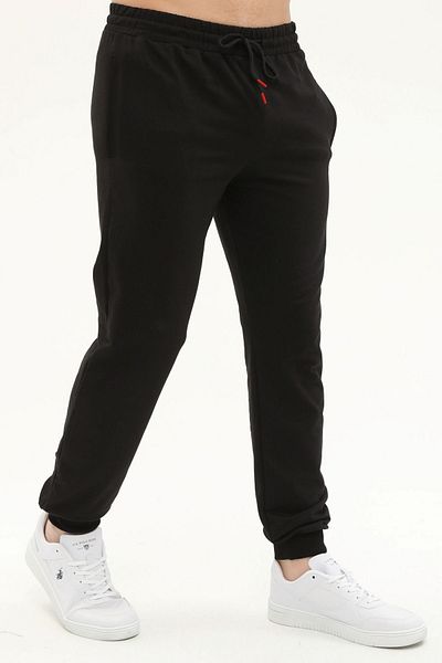 DEEPSENCE Μαύρο Slim Fit βαμβακερό ανδρικό παντελόνι Jogger