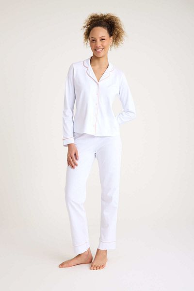 No52 HomeWear 95% bumbac 5% elastan Culoare albă Set pijamale pentru femei de calitate premium
