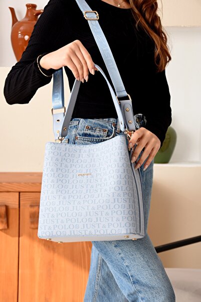 çantamgelsin Дамска черна чанта с принт за ръка и рамо JUSTPOLO TYCET2117