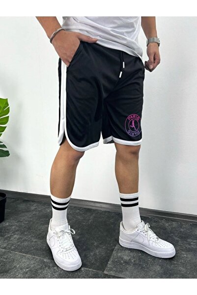 Relax family xf Men's Black Basketball Football Striped Shorts Fitness Sports Workout Running Bermuda