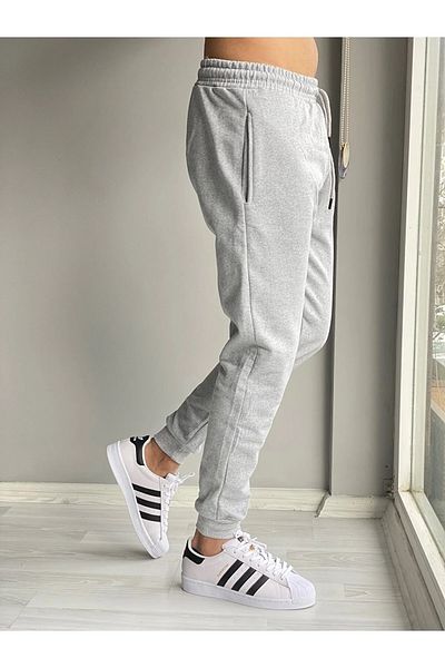 Relax family xf Ανδρικό χοντρό ύφασμα γκρι φούτερ Skinny Leg Combed Slim Fit Jogger