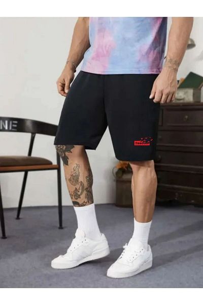 DEEPSENCE Pánské černé šortky - Basketbal a Fotbal z česané bavlny, Ležérní Fitness Sportovní Běh