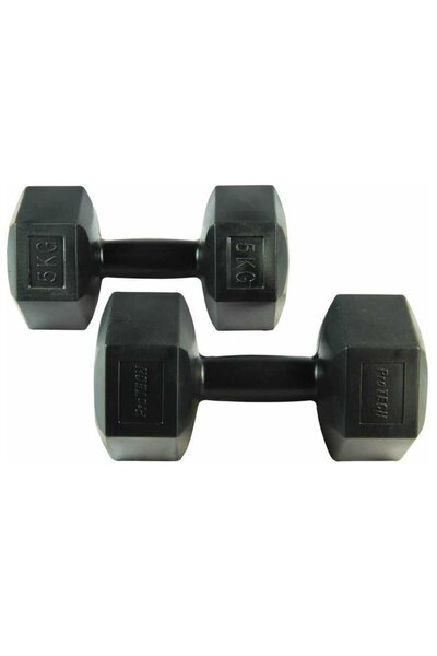 PROTECH 5 Kg Vinyl Siyah Çiftli Dambıl