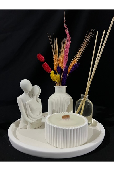 FVC Özel Tasarım Dekoratif Mum Seti;vazo,tepsi,kokulu Mum,oda Kokusu,sarılan ...