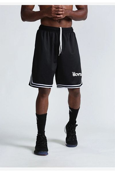 DEEPSENCE Ανδρικό σορτς με μαύρη στάμπα - Sporty Stripe, για τρέξιμο μπάσκετ και γυμναστικής