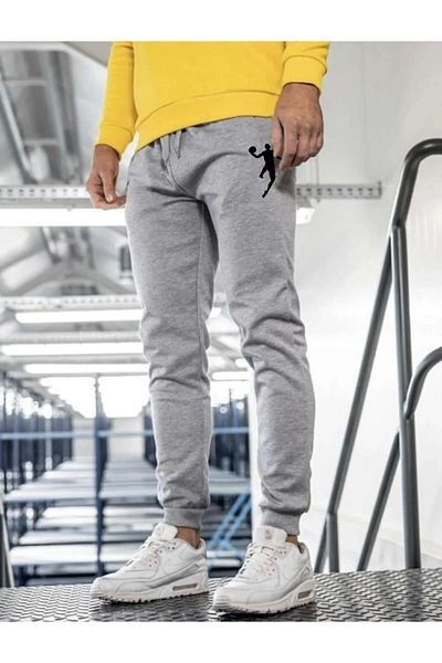 Relax family xf Γκρι βαμβακερό Jogger Sweatpants - Ανδρικό καλοκαιρινό εμπριμέ στενό πόδι