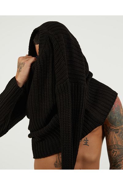 elkumoda Oversize Crew Neck Knitwear Sweater - Double Layer Chain, Non-Pilling Natural Cotton, Loose Fit