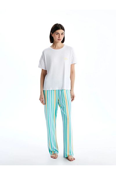 LC Waikiki Set pijamale pentru femei LCW DREAM galben cu decolteu rotund