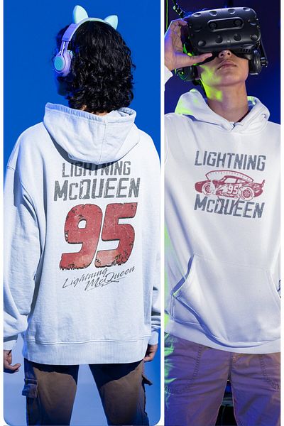 Fuddy Moda Cars 95 Unisex Oversize Hooded Sweatshirt - Back Printed Hoodie