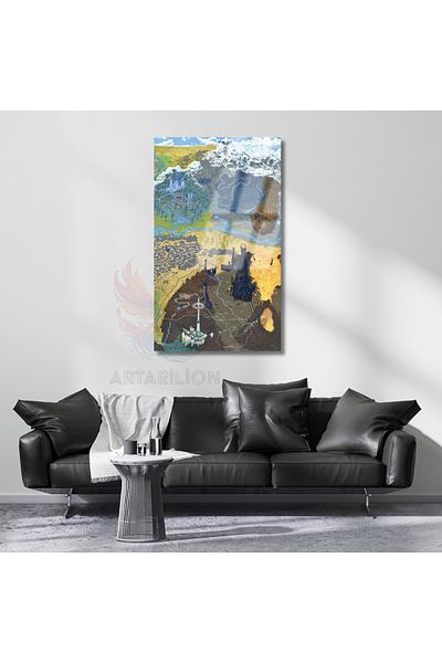Artarilion Pictură pe sticlă Harta Stăpânilor Inelelor Imprimare digitală Pictură pe sticlă Pictură film din seria