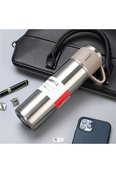 OMZ Gift Stainless Steel Thermos Blue Color 3-Cup Thermos Set Vacuum Thermos Set >550 ml Stainless