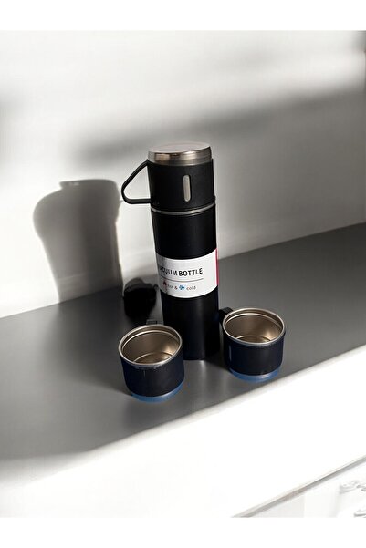 OMZ Vacuum Thermos Stainless Steel 500 ml Hot-Cold Thermos Set with 3 Cups Beverage 500 ml Stainless Steel