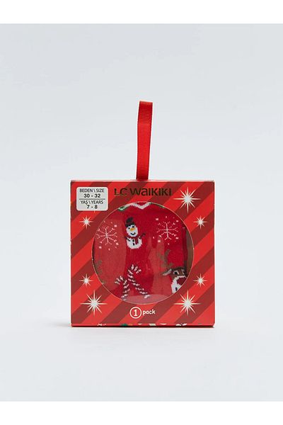 LC Waikiki Red Christmas Themed Girl's Socks
