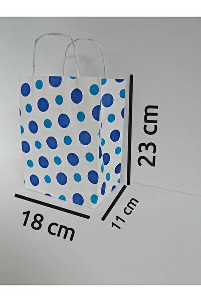 arminow BURGU SAPLI PUANTİYELİ KAĞIT ÇANTA HEDİYE POŞETİ - 18x23x11 CM - 10 ADET - Ç088