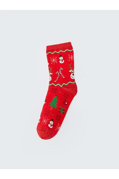 LC Waikiki Red Christmas Themed Girl's Socks