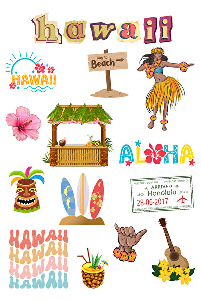 ANSHA CRAFTS Hawaii Sticker Seti Bullet Journal - Ajanda - Planner - Defter- ...