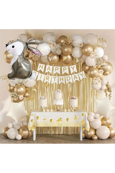 ALYA Σετ γενεθλίων PARTY Rabbit Foil Balloon Birthday Concept