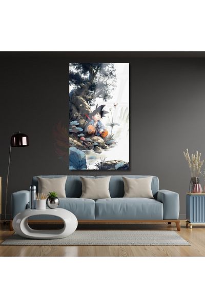 Artarilion Tablou din sticlă Anime Goku Dragon Ball Tematică Imprimare digitală Pictură din sticlă Pictură pentru cameră de jocuri