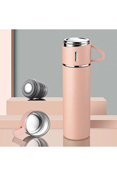 GiralStore Stainless Steel Vacuum Thermos Set with 3 Cups in Special Box Up to 12 Hours Heat Preservation Camping Picnic