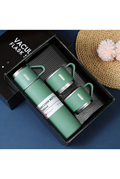 GiralStore Men's Thermos 500ml with 3 Cups A+ Quality Stainless Steel Coffee Thermos with Gift Bag