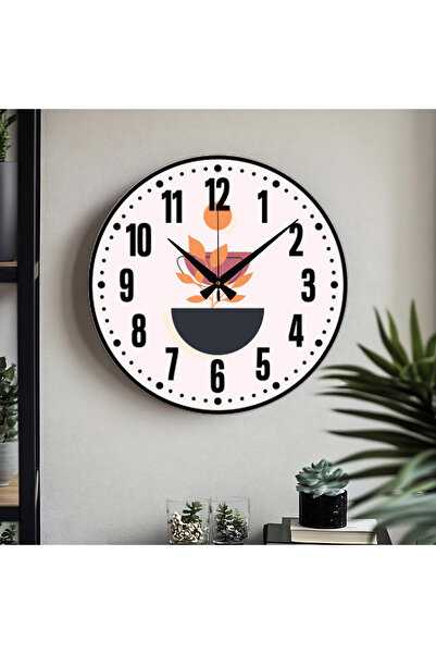 M&H Quality Dekoratif Türkçe Rakamlı UV Baskılı Duvar Saati (Sessiz) Akar Mek...
